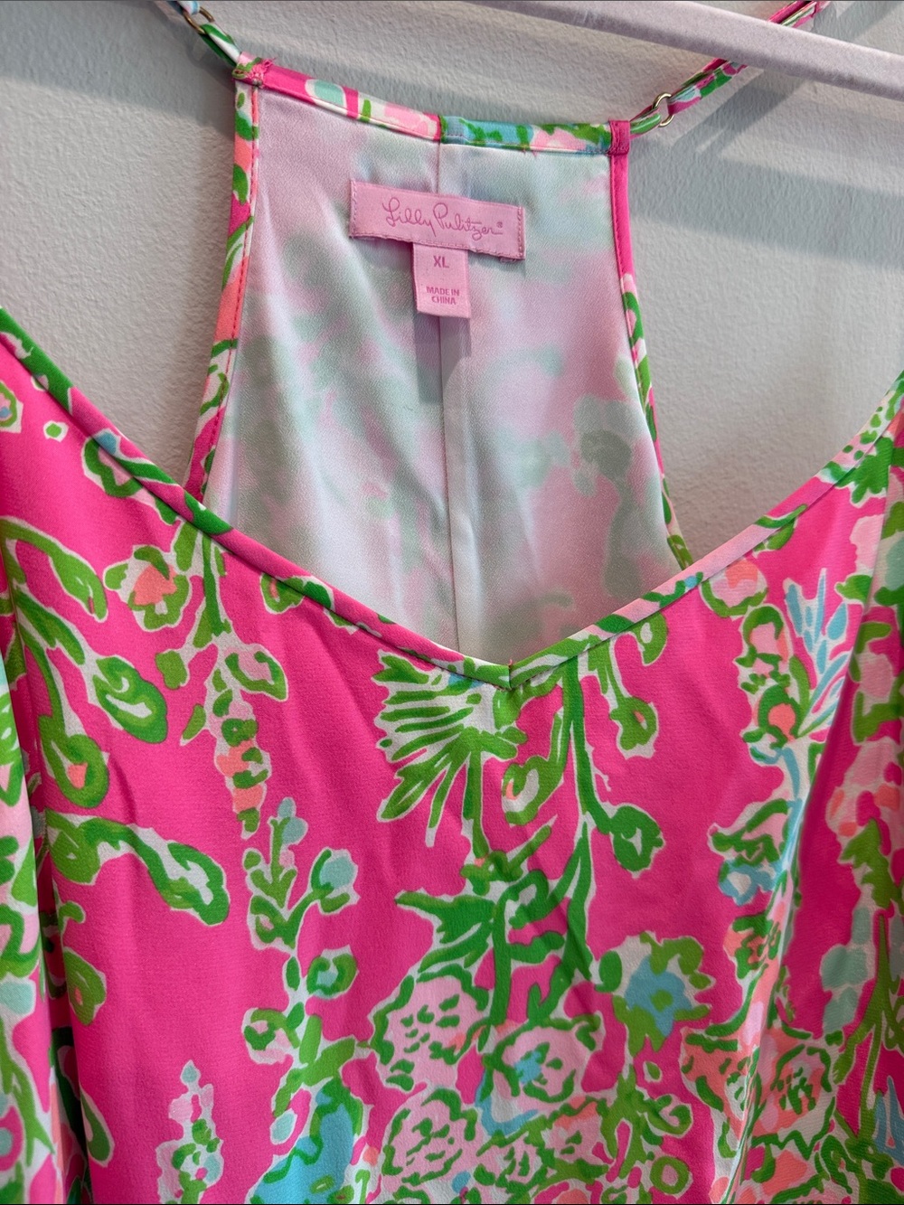 Lilly Pulitzer Silk Pink Floral Slip Dress with Green & Aqua Print - Picture 2 of 3